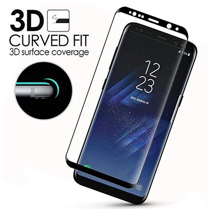 Полное клейкое Защитное стекло для samsung galaxy s8 on s9 plus защита экрана клей verre tremp de note