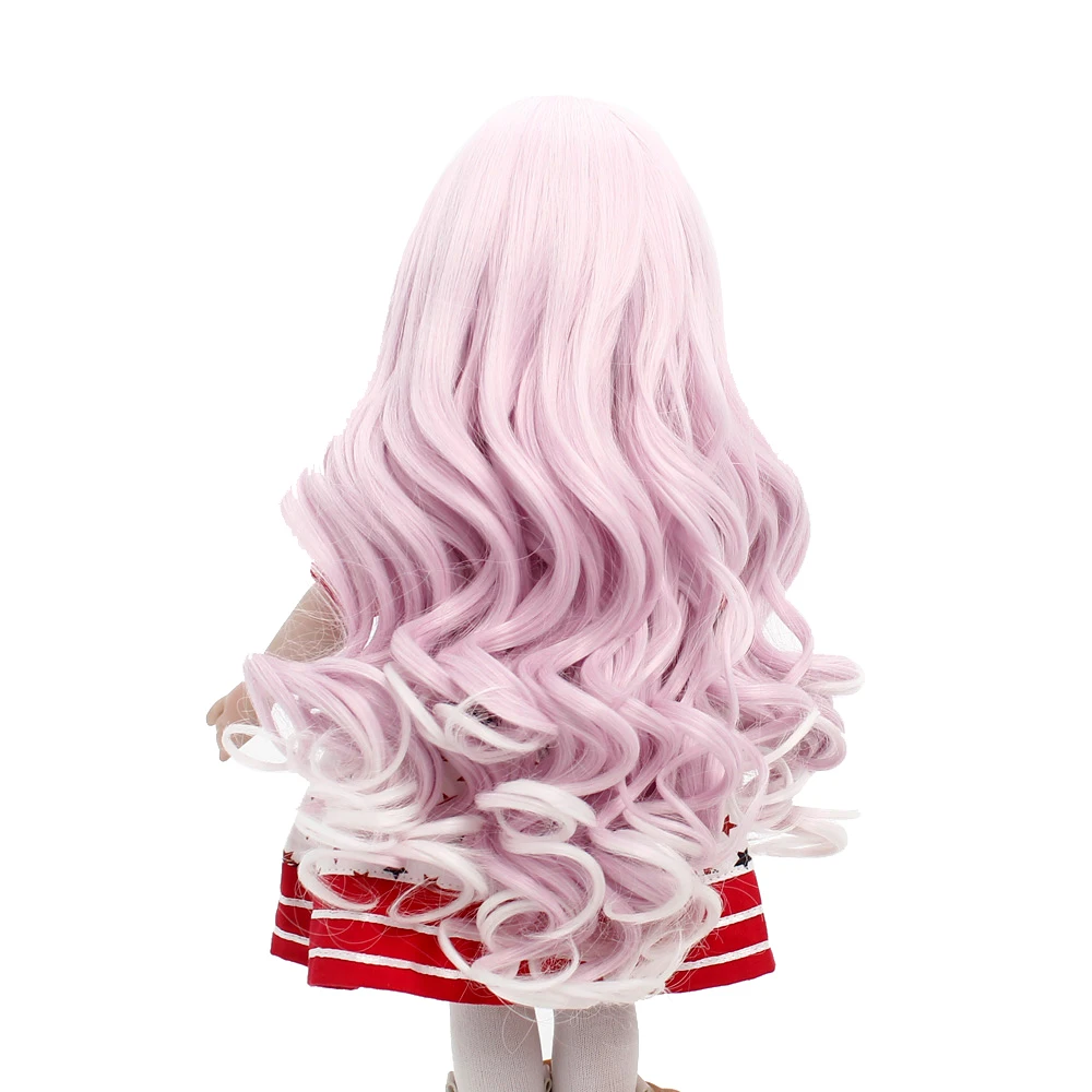 Скидка 50% Ombre розовый белый длинные волосы куклы парик сделано для американских