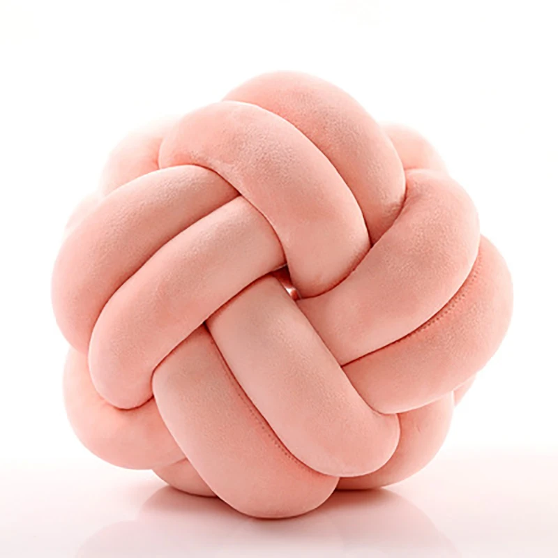 Теплая подушка в нордическом стиле с бархатным шаром одноцветная детский