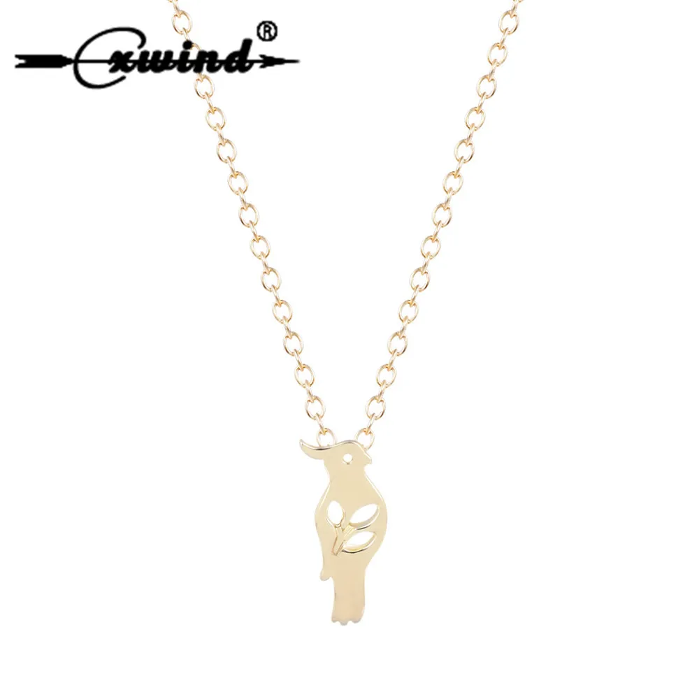 

Cxwind Charm Parrot Necklaces Pendants Animal Bird Chain Necklace for Women Statement Necklace Collier Leaf Jewelry