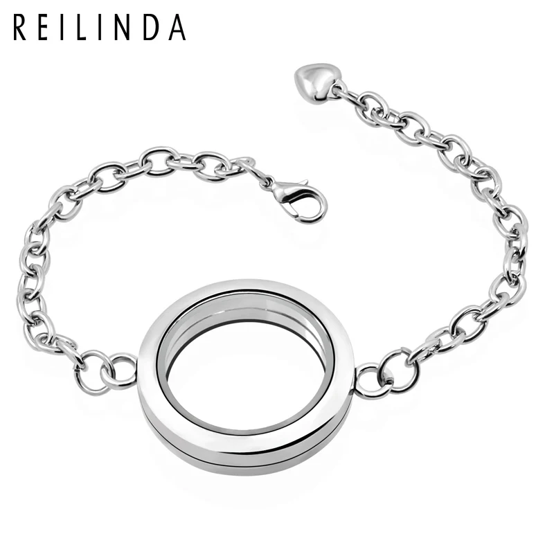 Оптовая продажа 30 мм магнитный открывающийся медальон браслет из сплава простые