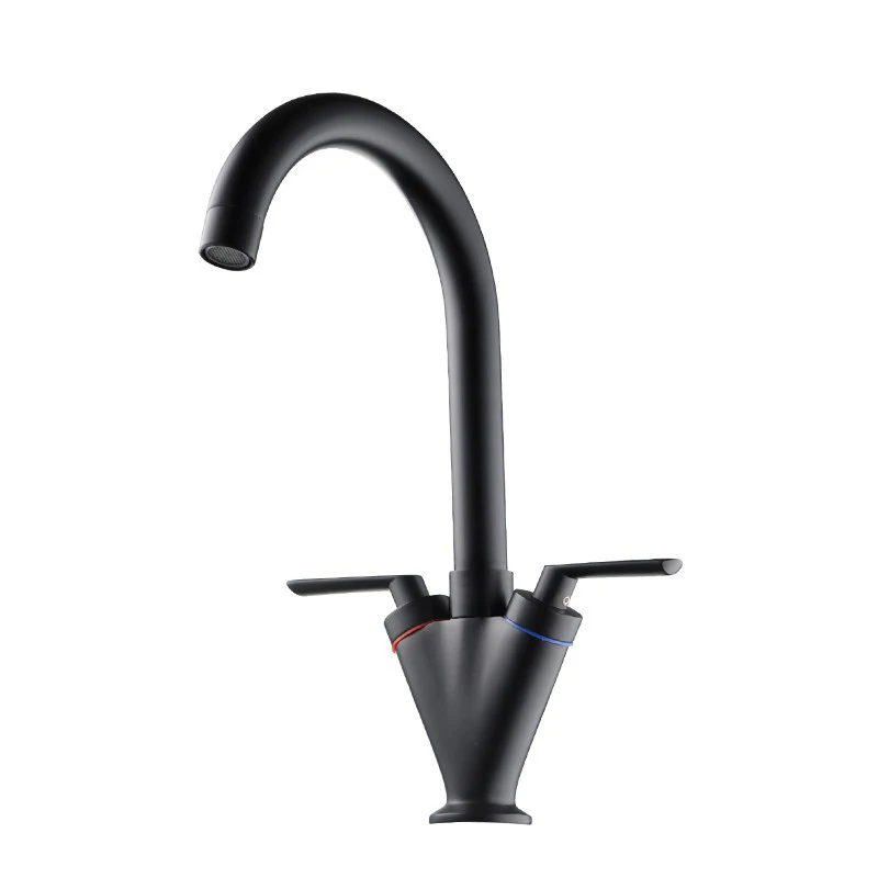 

ITAS-6612 Double kitchen hot and cold tap paint black sink faucet-87
