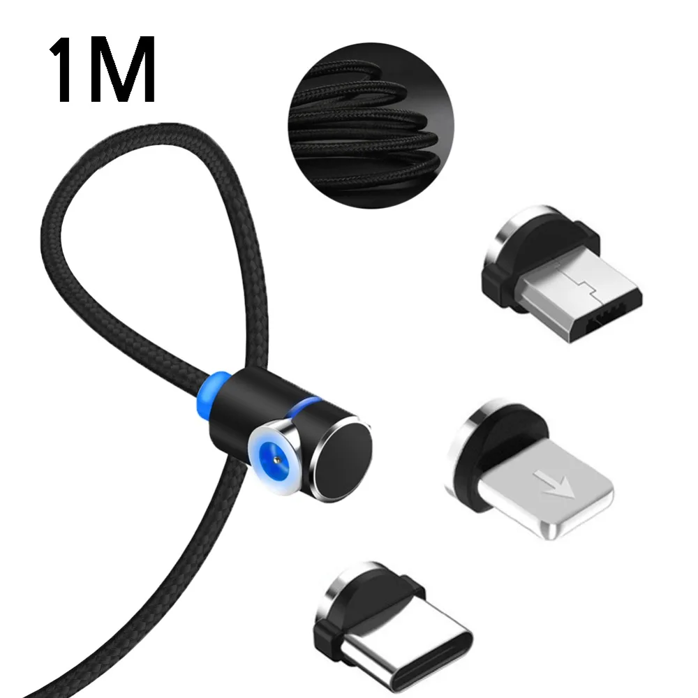 Buyincoins (1 м) 90 градусов угол Магнитный разъем зарядный кабель Micro usb type C