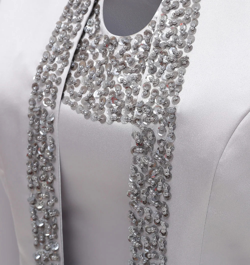 

women 2 pieces elegant satin sequins mother of the bride dress knee length with jacket for wedding groom