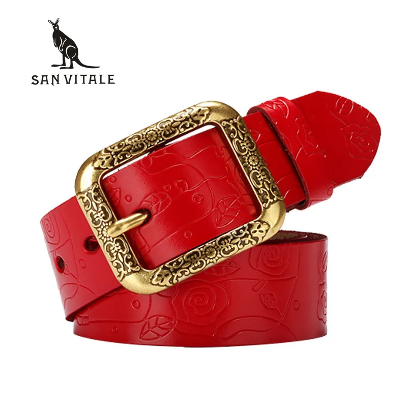 

2017 new Designer Brand Women Cow Genuine leather hollow fashion belts for women female pin buckle cinto feminino belt For jeans