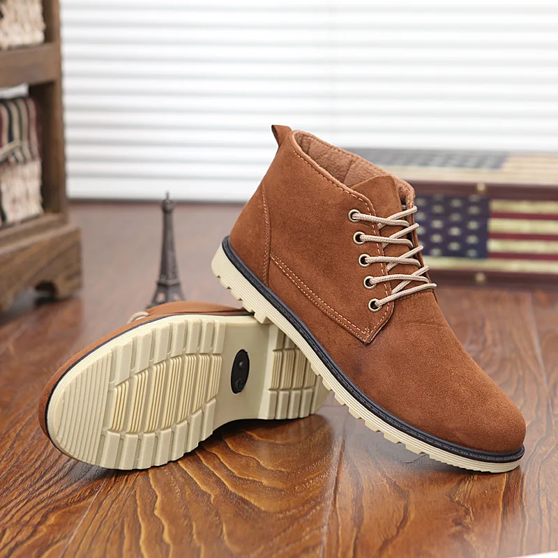 Новинка 2015 Мужские ботинки из искусственной кожи Модные теплые Хлопковые