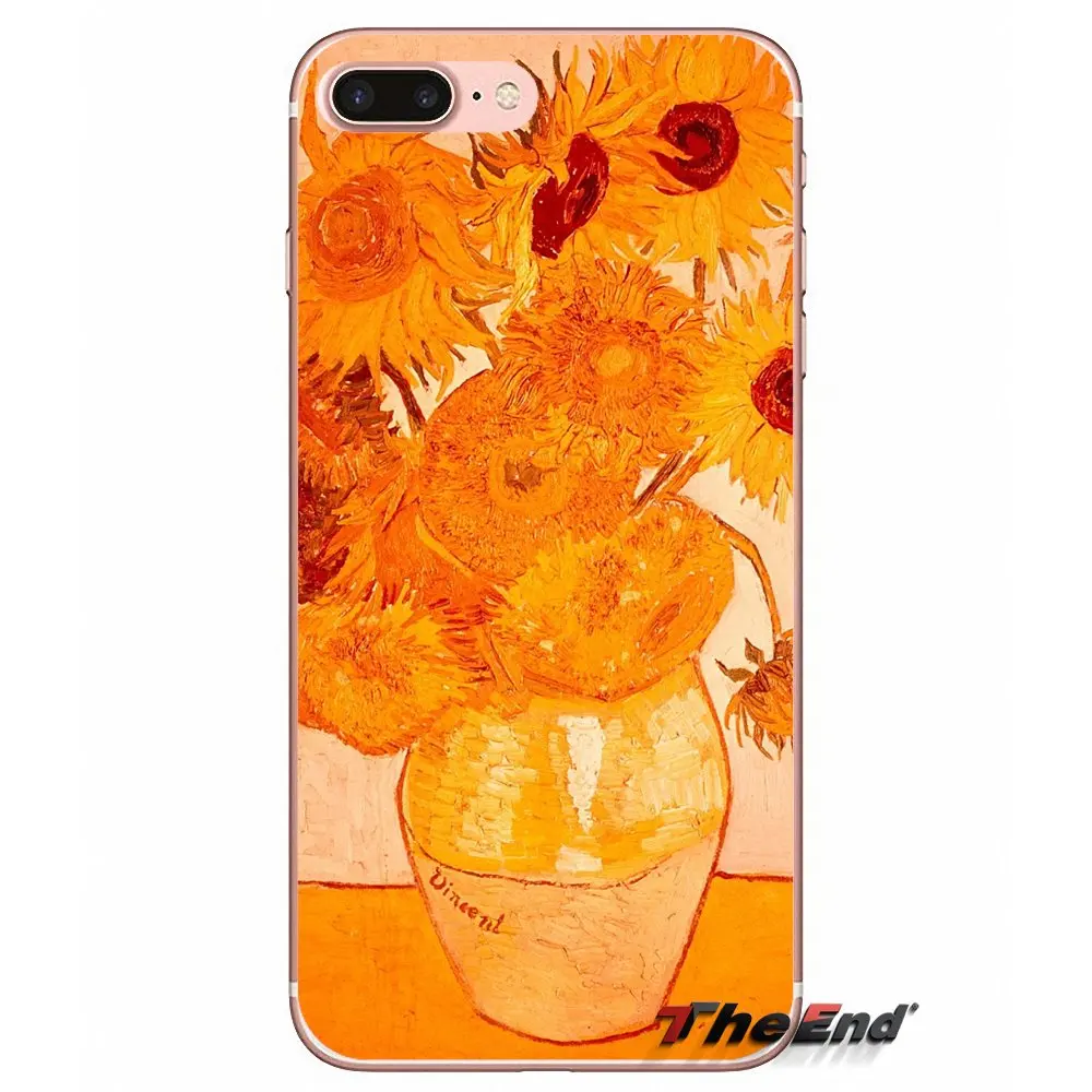 Мягкий чехол для iPhone X 4 4S 5 5S 5C SE 6 6S 7 8 Plus Samsung Galaxy J1 J3 J5 J7 A3 A5 2016 2017 Ван Гог Подсолнухи