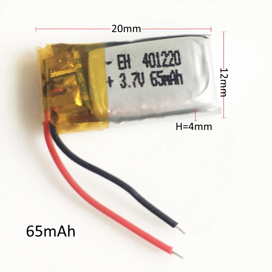 2 шт. 3 7 В 65 мАч 401220 литий полимерная LiPo аккумуляторная батарея li ion для Mp3 PAD DVD