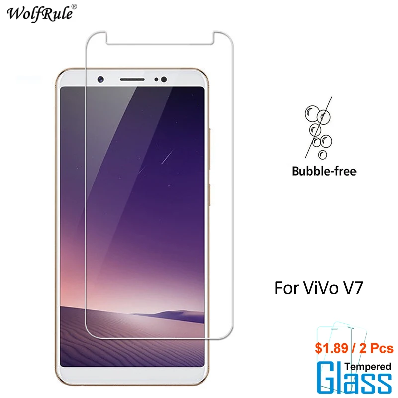 2 предмета в комплекте для Стекло Vivo V7 Экран протектор Закаленное BBK Y75 защитный