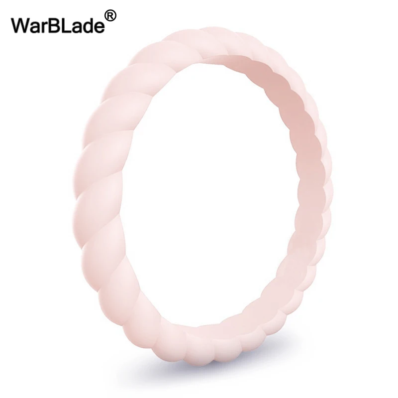 Light pink Модное 3 мм тонкое плетеное силиконовое кольцо для женщин обручальные кольца спортивные гипоаллергенные Кроссфит гибкое Тканое резиновое кольцо на палец - Цвет основного камня: Light pink