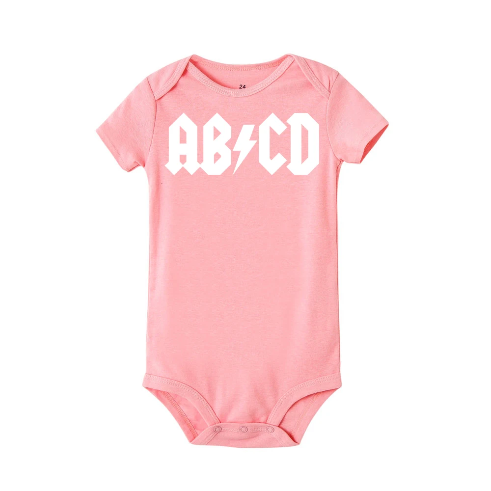 ABCD/Забавный комбинезон для новорожденных с изображением рок; одежда для маленьких мальчиков и девочек; Детский комбинезон; одежда для первого дня рождения; цельнокроеное боди для мальчиков - Цвет: R009-SRPPK