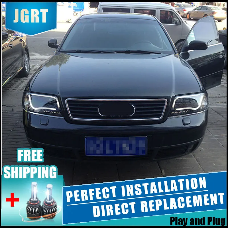 2 шт. светодиодный головной светильник s для Audi A6 1999 2004 автомобильный с двойной