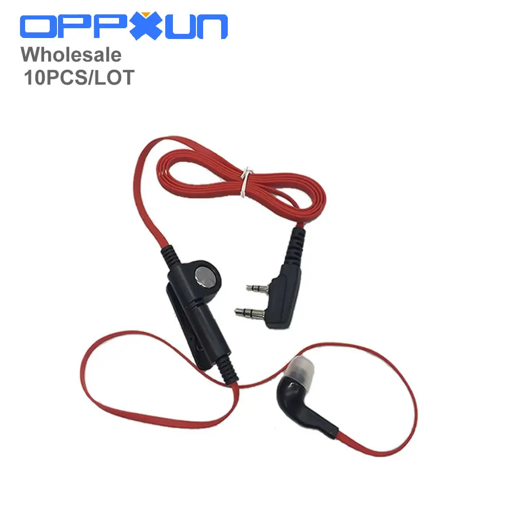 OPPXUN 10 шт. модная красная цветная гарнитура 2 pin K разъем для baofeng kenwood puxing wouxun