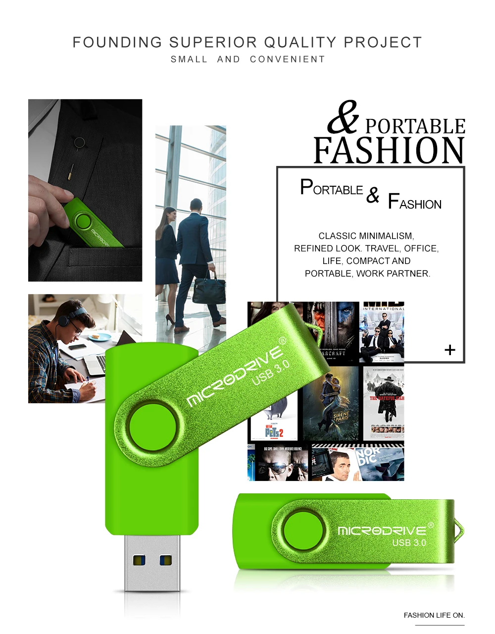 USB3.0 Flash Drive 128GB Pen drive 32GB 64GB 16GB 8GB Metal Key Ring Memory USB 3.0 Stick
