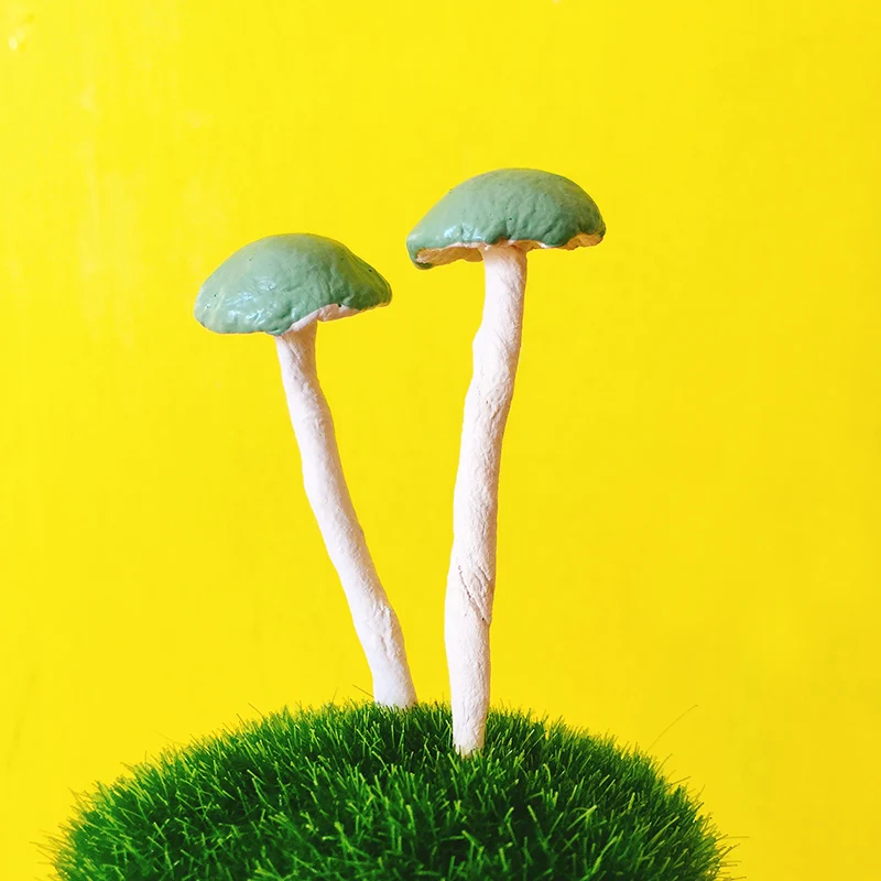 Миниатюрные Мятные грибы ручной работы оптом 10 шт./Декор для сказочного