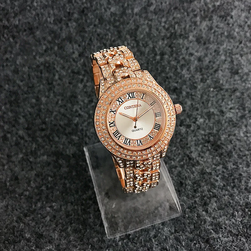 Relogio Feminino розовое золото женские часы ярко розовые Кристальные модные известный