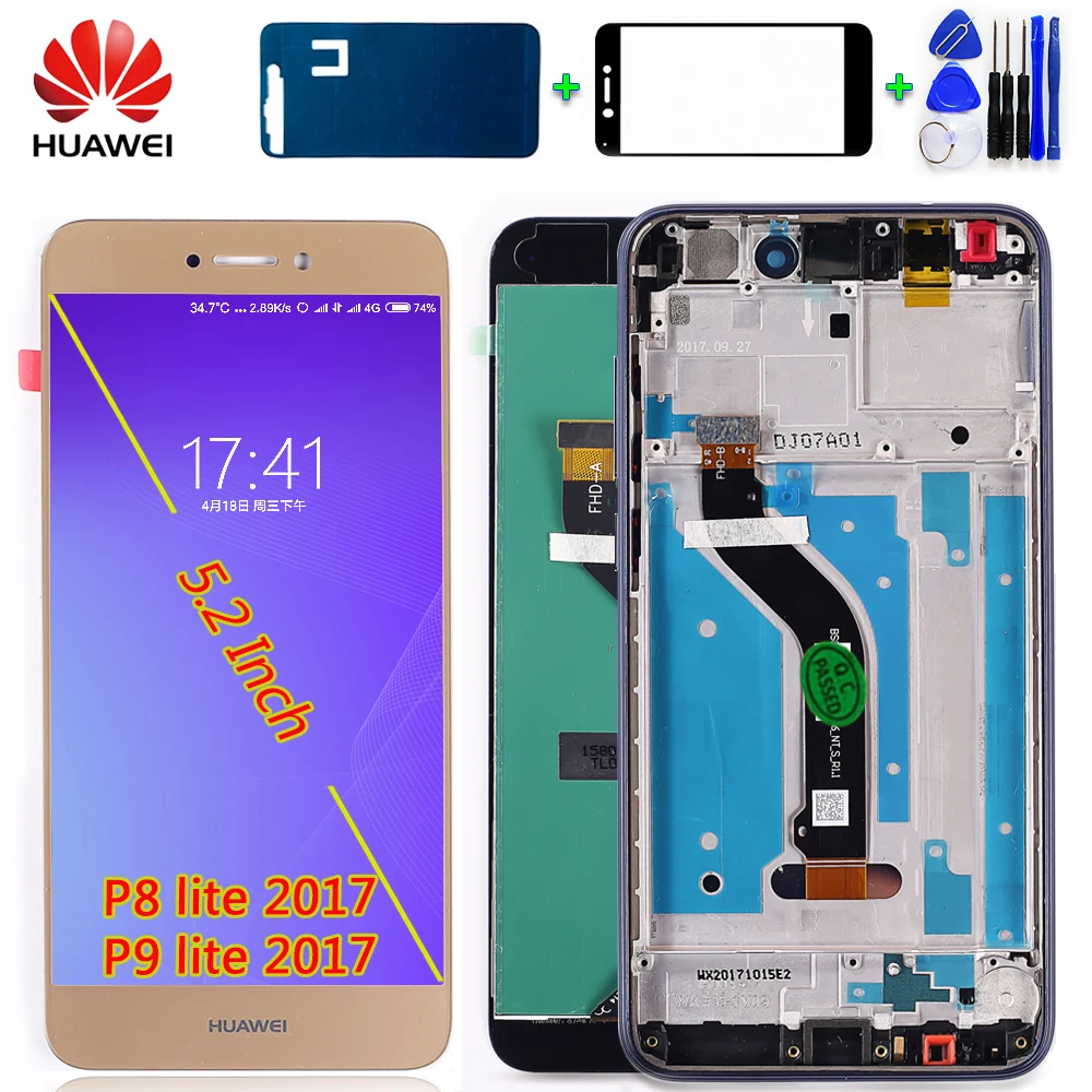 Huawei P9 lite ЖК-дисплей для huawei P8 lite дигитайзер сенсорный экран в сборе 5,2 дюймов 1920*1080 рамка с