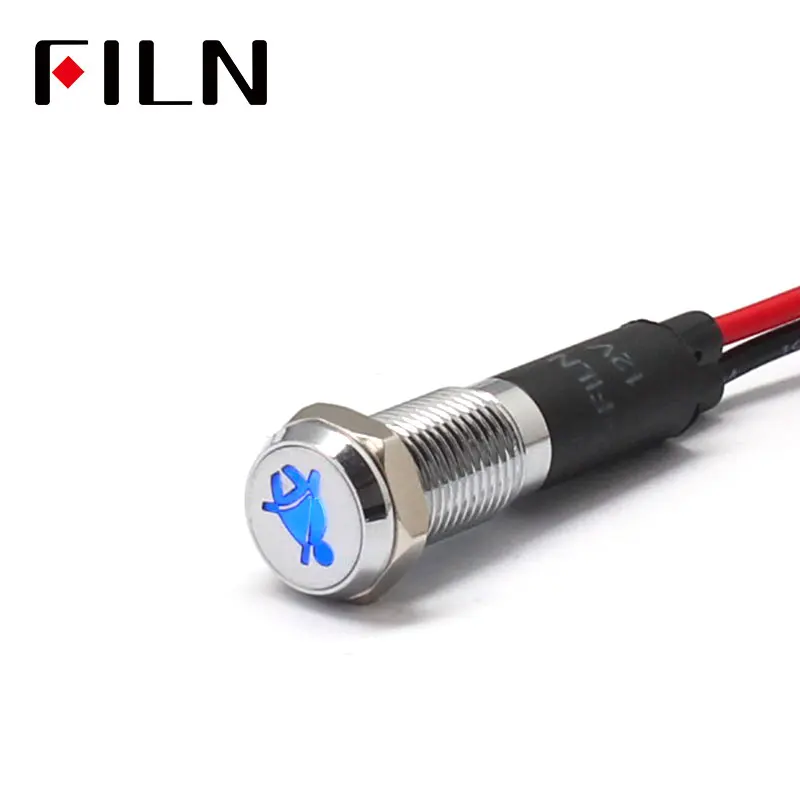 FILN 8 мм Приборная панель автомобиля без ремня безопасности символ led красный желтый белый синий зеленый 12 В светодиодный индикатор светильник с кабелем 20 см