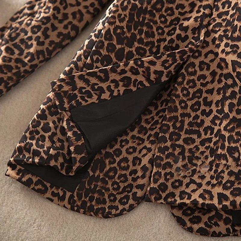 

S-3XL 2016 Vintage Spring Women Plus Large Leopard Slim One Button Blazer Outwear Suit Female Jacket Coat ZL2844