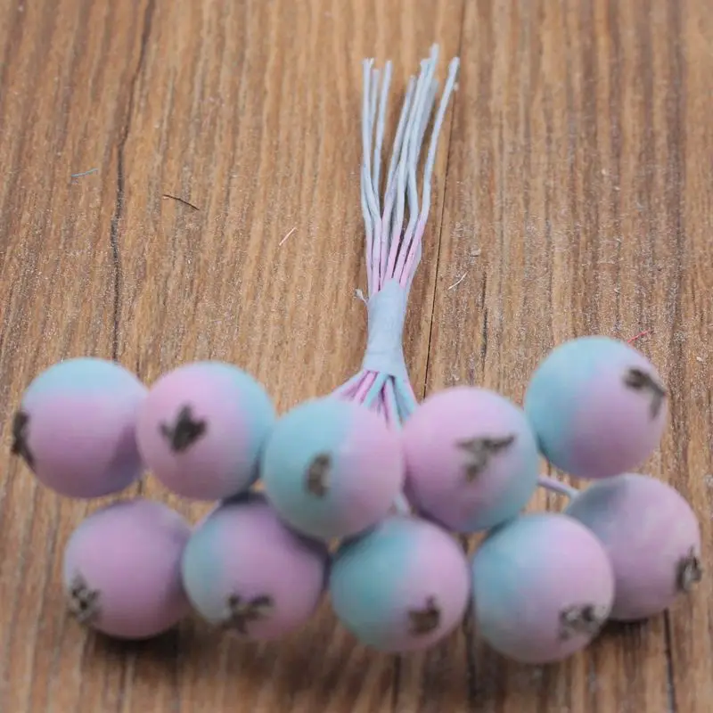 1 pink blue 10 шт. 10 см черника маленькие ягоды искусственный цветок пена жемчуг Боярышник фрукты Свадебная вечеринка Рождество украшения - Цвет: 1 pink blue