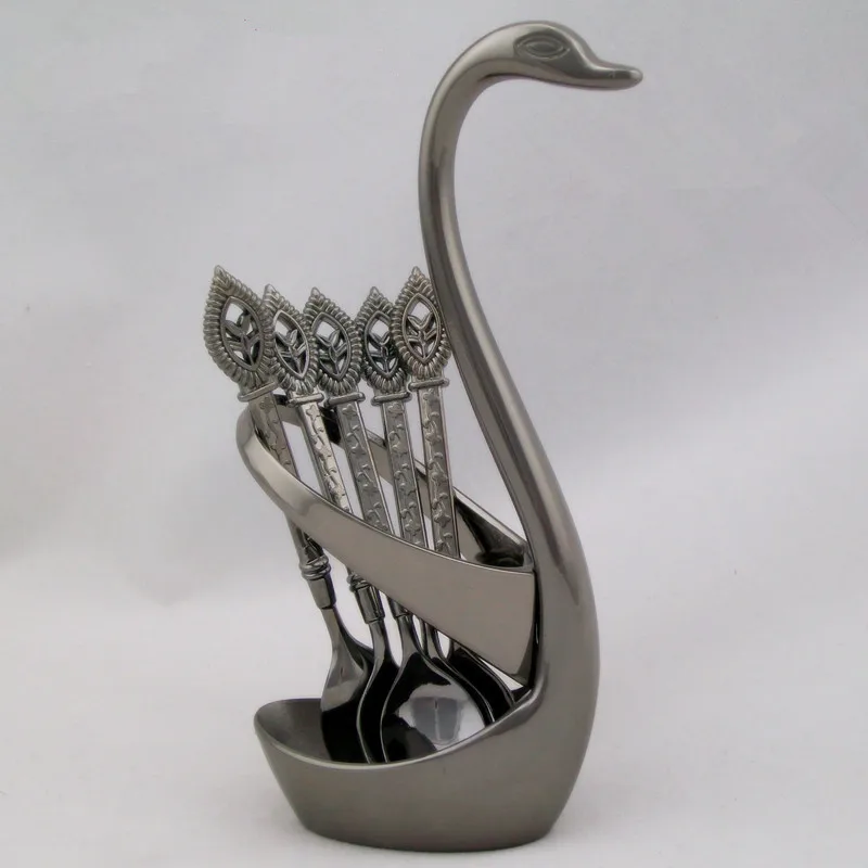 1 Набор креативная Лебедь из нержавеющей стали столовая посуда с алмазным