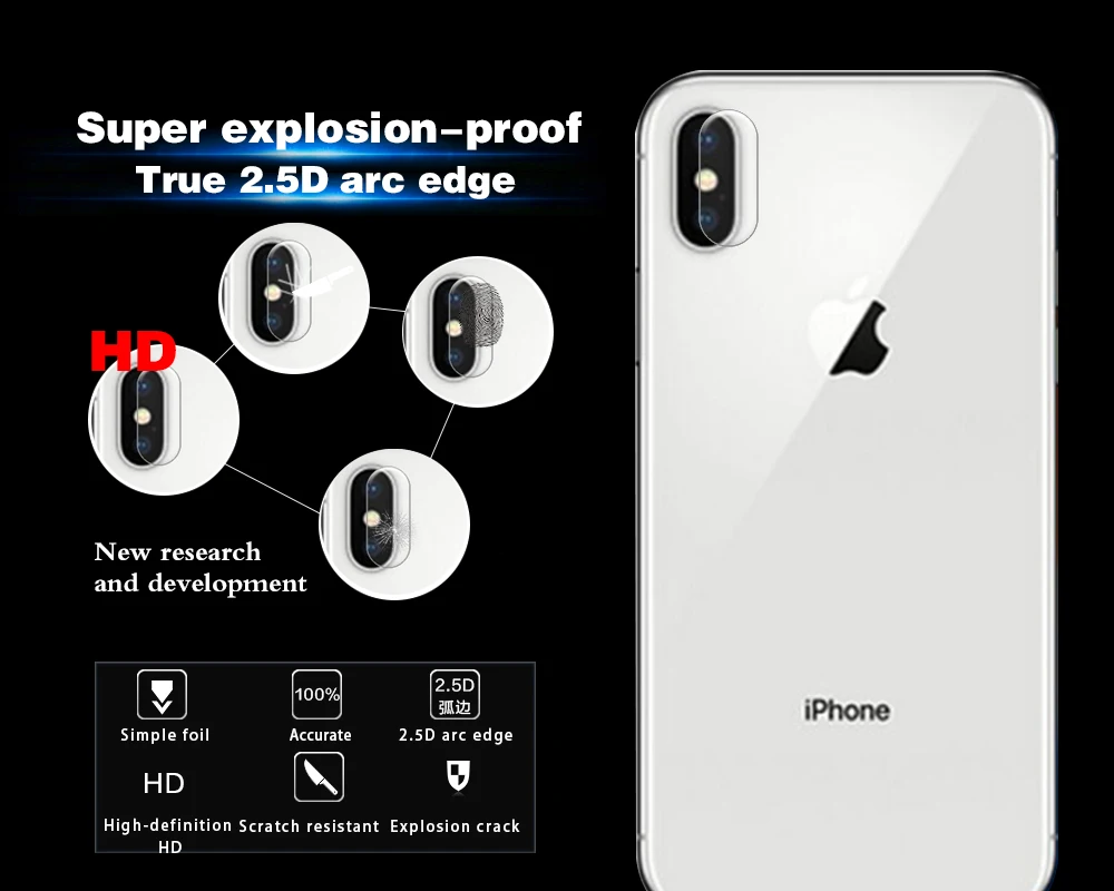 Ультратонкая Защитная пленка для задней камеры из закаленного стекла Apple iPhone X
