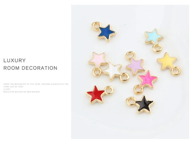 

JKJ 20pcs Five-pointed star Little star Keychain alloy Ring Bracelet pendant DIY Decoration Accessories Gifts wholesa