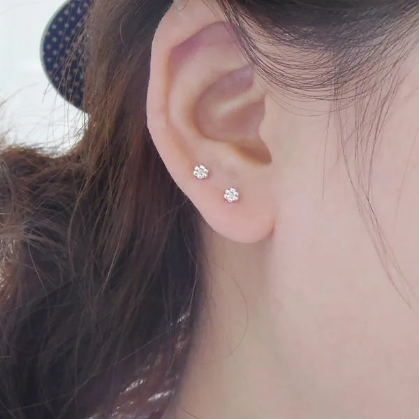 Стерлинговое Серебро серьги-гвоздики гипоаллергенные 925 Слива мини простой |