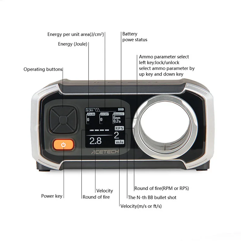 Magorui AC6000 BT Скорость ometer съемки Тесты Bluetooth страйкбол пуля Пневмопушка тестер для