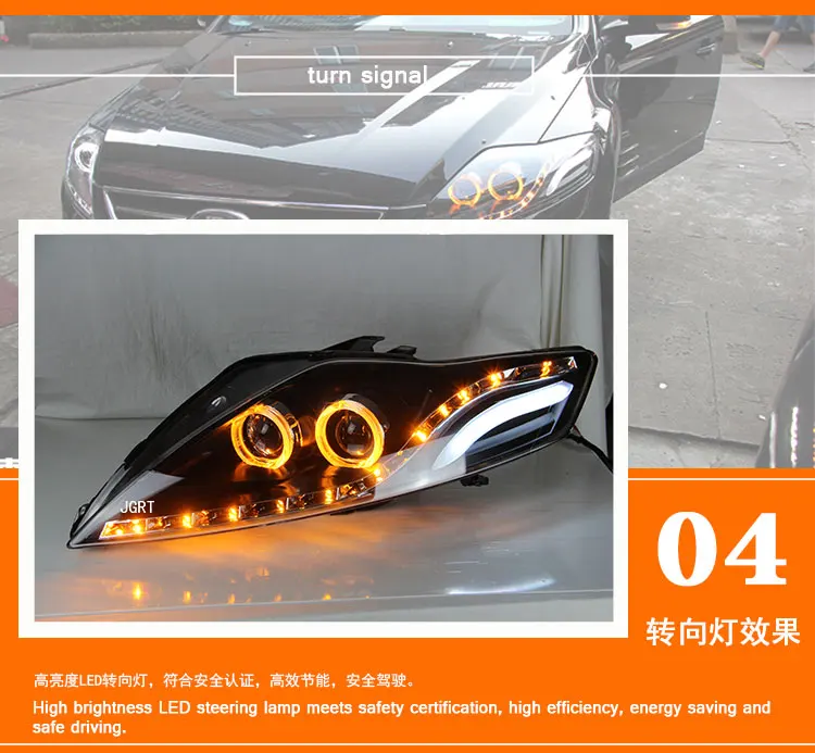 2 шт. светодиодный головной светильник s для Ford Mondeo 2007-2012 Автомобильный светодиодный светильник s двойной ксеноновый Объектив Автомобильные аксессуары дневные ходовые огни противотуманный светильник