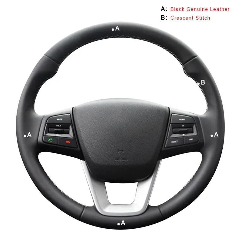 Genuine Leather Автомобильная оплетка на рулевое колесо для hyundai ix25- Creta Авто покрытие салона автомобиля-Стайлинг - Название цвета: Genuine Leather