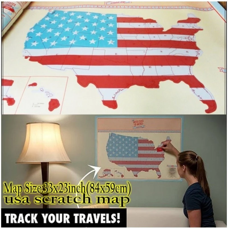 Хит США скретч-Карта американской страны упакованная в карточную трубу