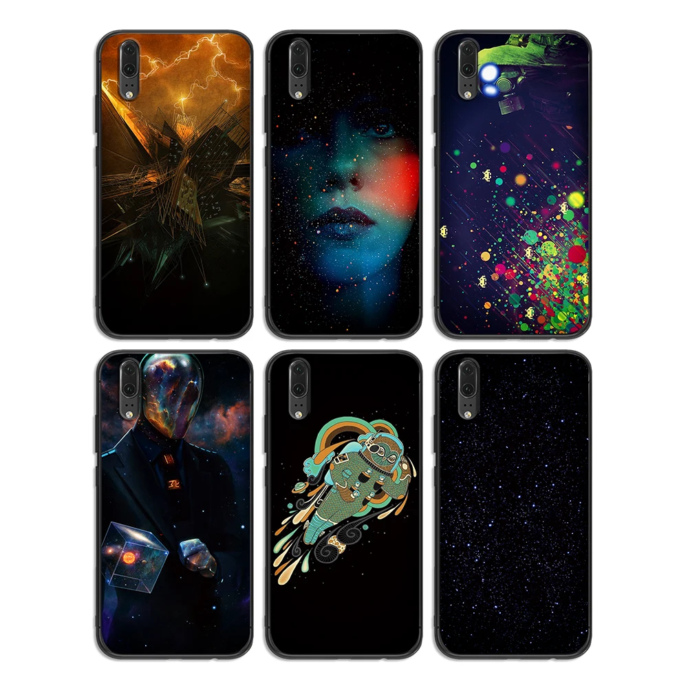 Abstract art of space soft phone for Huawei P8 P9 P10 P20 P30 Lite Pro P Smart 2016 2019 TPU Soft Silicone | Мобильные телефоны и