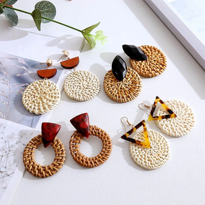 Женские Висячие серьги ручной работы в Корейском стиле модные из натурального