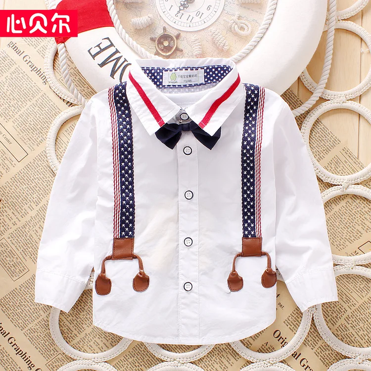 Весенне Осенняя детская одежда рубашка из 100% хлопка для мальчиков с длинными