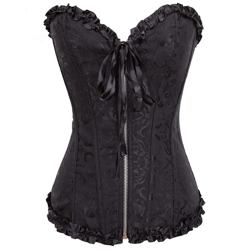 Сексуальный женский кружевной корсет Топ корсетные молния утягивающий Бюстье