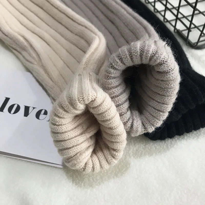 Для женщин Водолазка свободные прямые трикотажные длинное платье Зимний Свитер