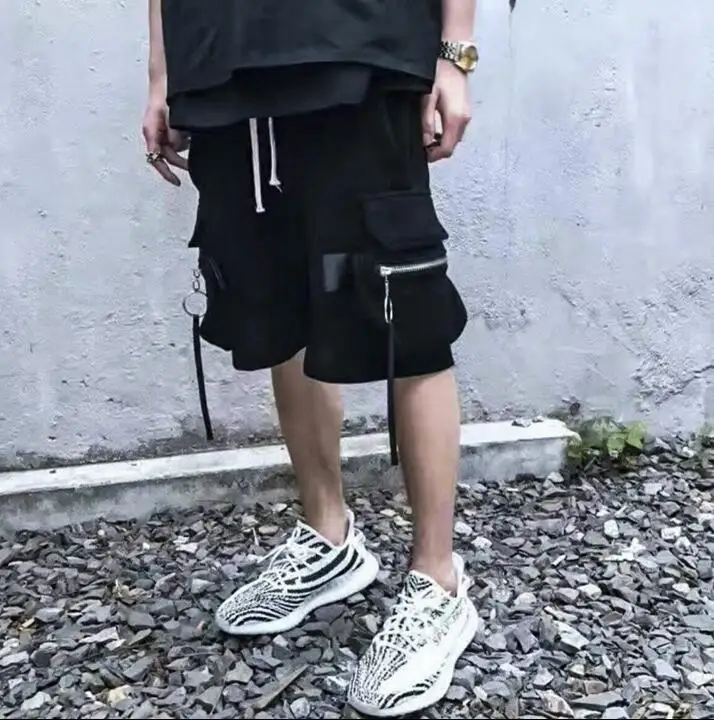 Высококачественные мужские короткие брюки с карманами на молнии тонкие базовые