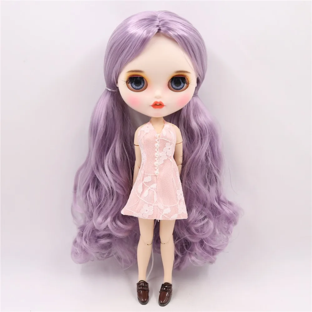 1/6 bjd фабрика blyth кукла с яркой кожей шарнир тело бледно-фиолетовый фиолетовые волосы, новое матовое лицо с зубами, 30 см BL1049