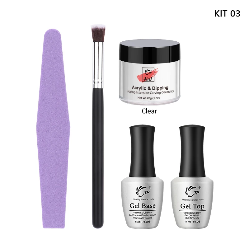 Kit 3 TP Master Набор 4 в 1 Dip пудра французский белый дизайн ногтей без лампы модель ногтей советы кисти натуральный розовый прозрачный Маникюр Инструменты - Цвет: Kit 3