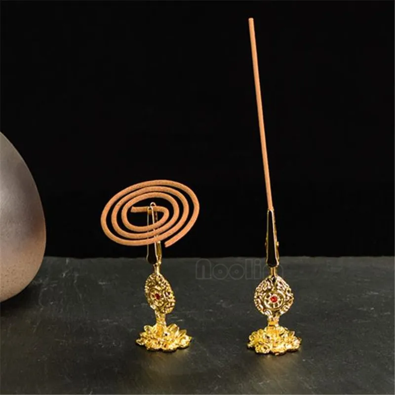 Alloy Coil Incense Burner Buddha Stick Holder Lotus Sandalwood Clip Censer For Home Office Decor |