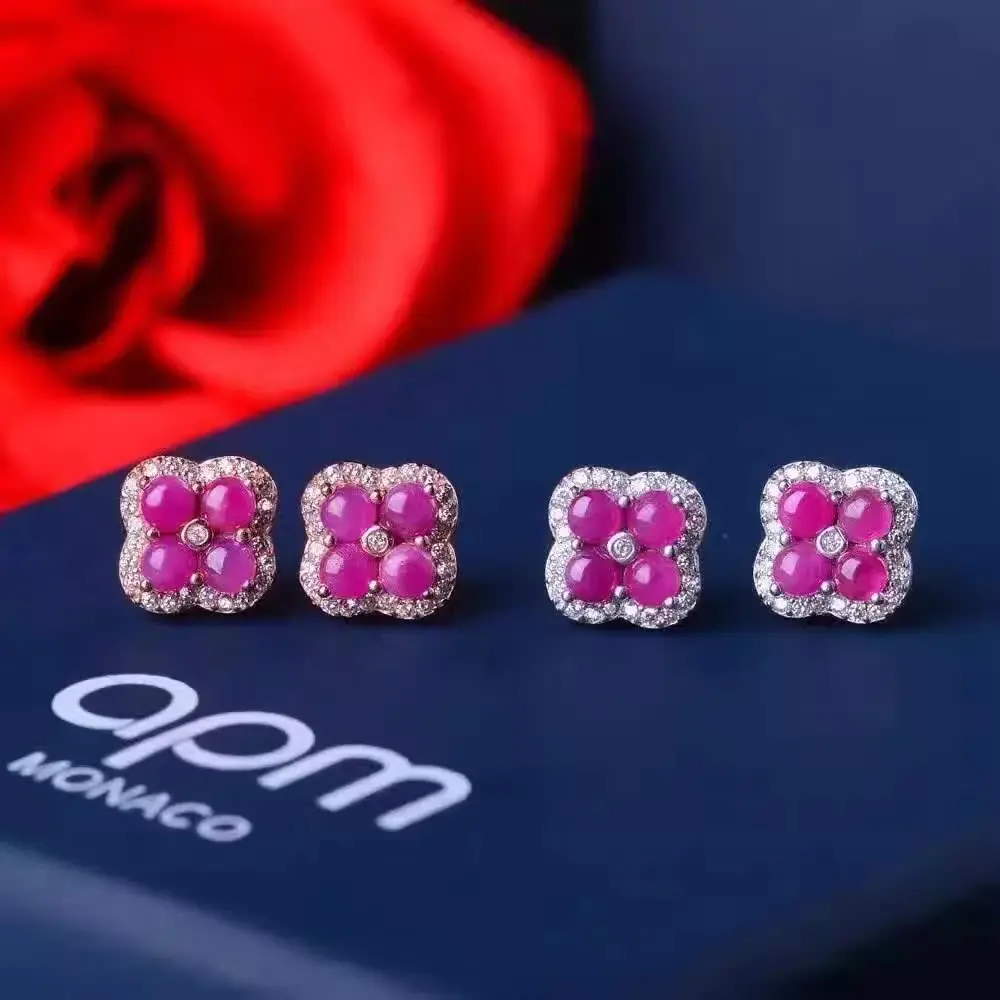 Женские серьги-гвоздики с рубинами Fidelity вечерние серьги из серебра 925 пробы