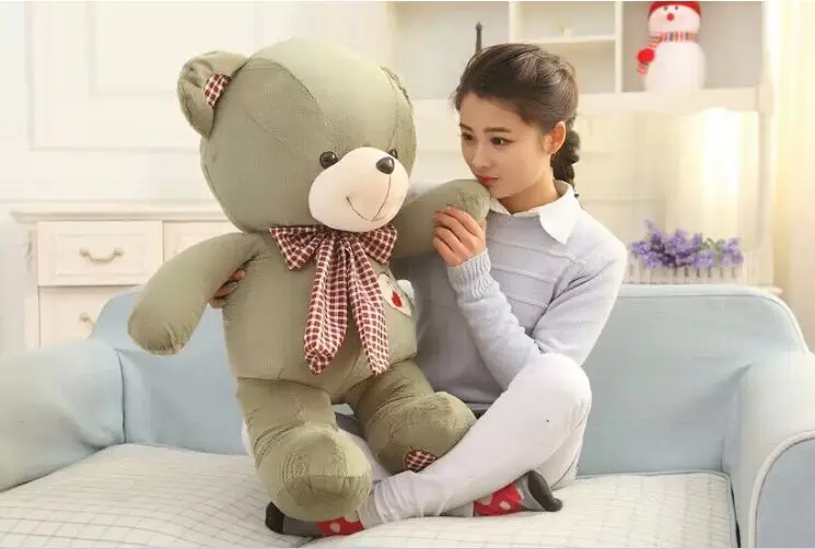 

lovely huge teddy bear toy plush green bow teddy bear heart bear doll gift about 100cm
