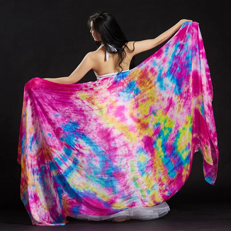 Belly Dance Silk Veils Stage Performance Dancewear Accessories Tie Dye Texture Veil Shawls Women Scarf Costumes 250*110cm