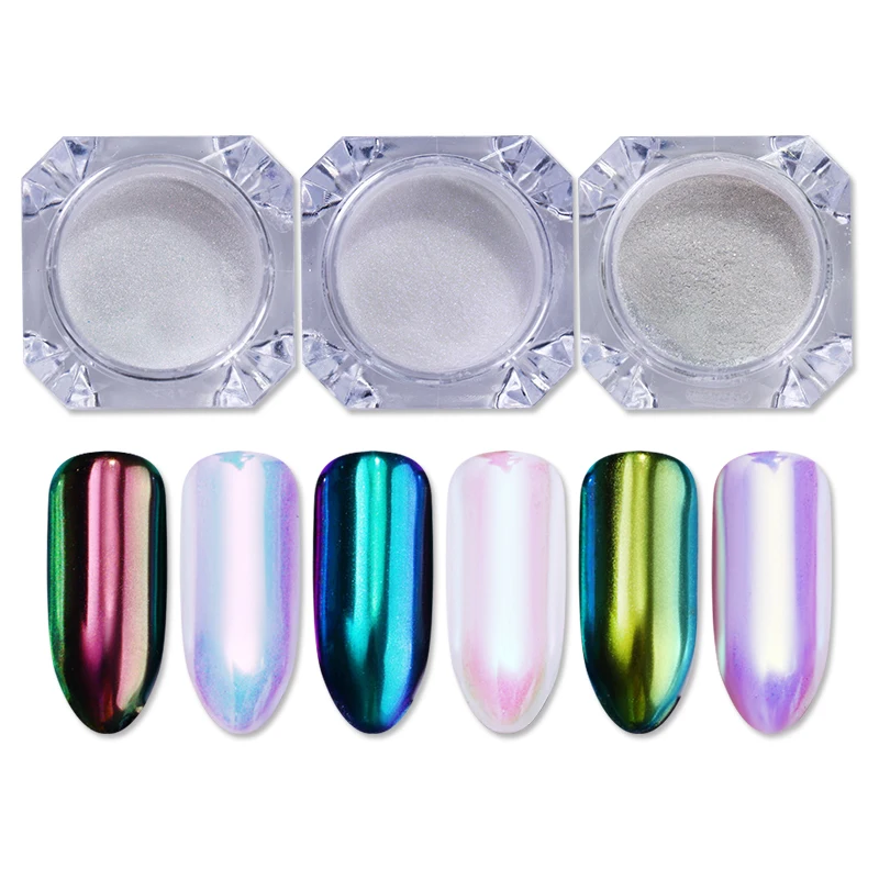 1 коробка Аврора неоновый блеск для ногтей Пудра Хамелеон жемчужное зеркало