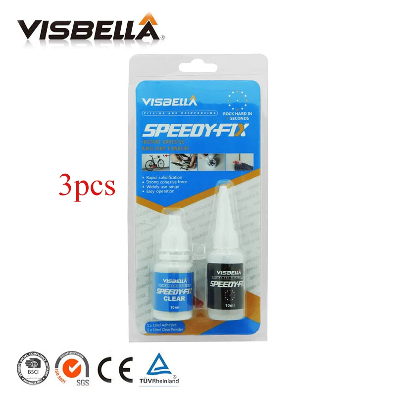 VISBELLA 3 шт. 7 секунд Speedy Fix порошок клей быстрое склеивание клей ремонт заполняющий армирующий двойной Водонепроницаемость герметики - Цвет: 3pcs Clear