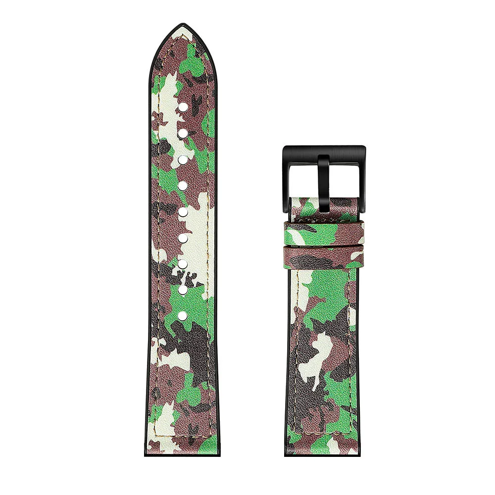 Printing green Fashion Genuine Leather Silicone Watch Band Strap for Garmin Vivoactive 3 Replacement Wrist strap band 20mm Leather Bracelet New - Цвет ремешка: Printing green