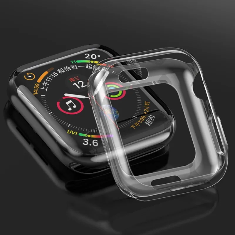 Прозрачный мягкий ТПУ чехол для Apple Watch 44 мм 40 мм корпус iWatch серии 4 прозрачный силиконовый чехол