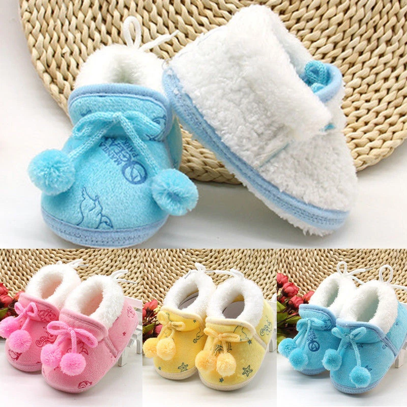 

New Adorable Baby Shoes Girls Princess Baby Girl Crib Shoes Winter Warm Soft Cotton Newborn Baby Girl Ankle Snow Boots With Ball