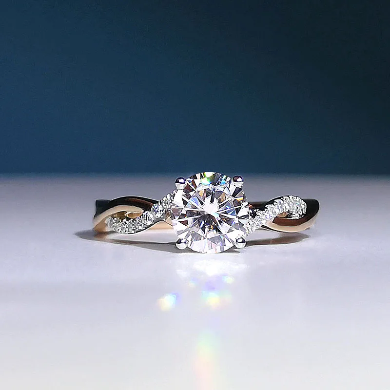

18 K Белое Золото элегантные ювелирные изделия 1Ct 6,5 мм Круглый Муассанит в огранке кольцо для женщин